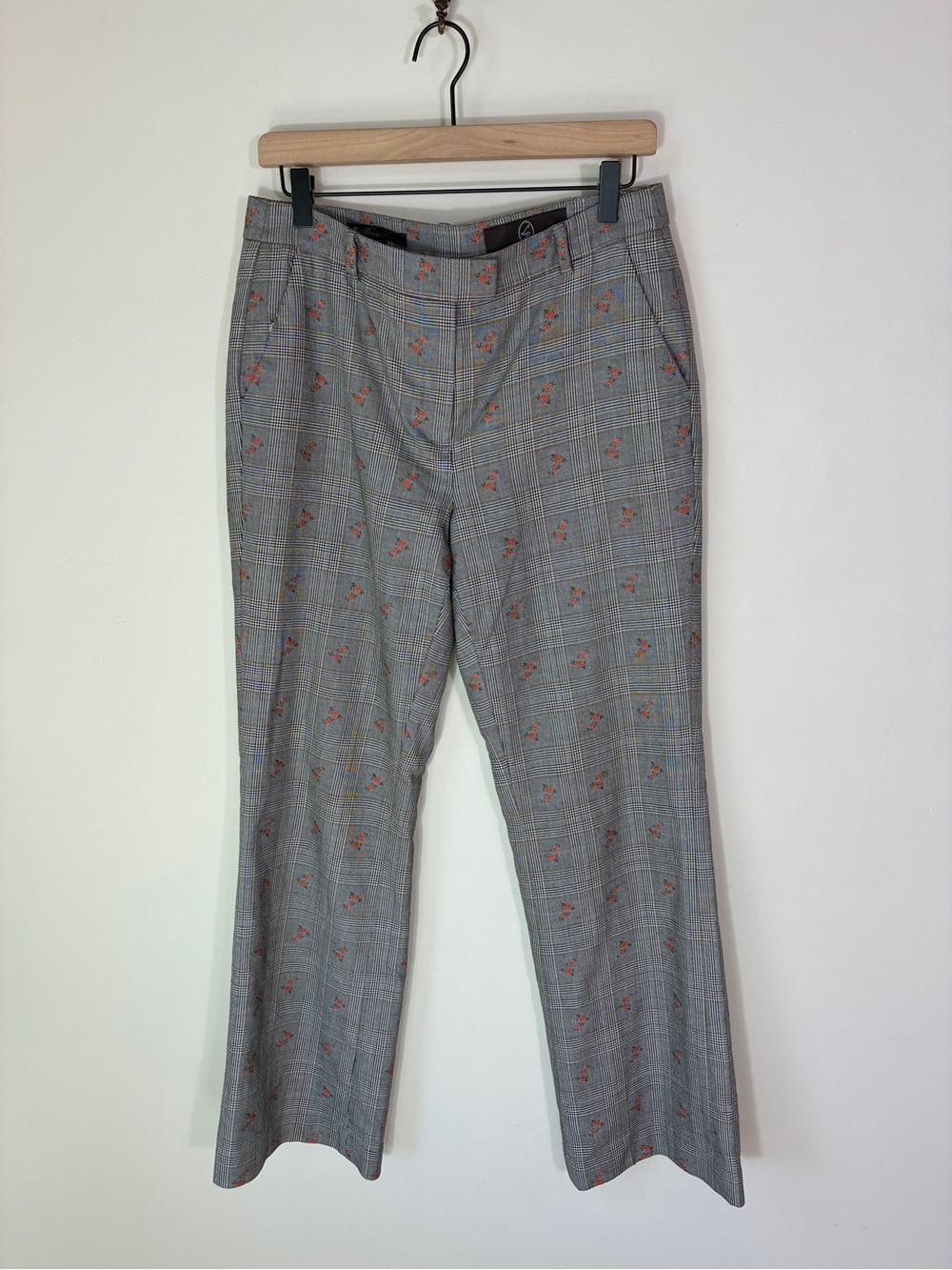 Brooks Brothers Gray Glen Plaid Floral Detail Wool Blend Pants Size 8P